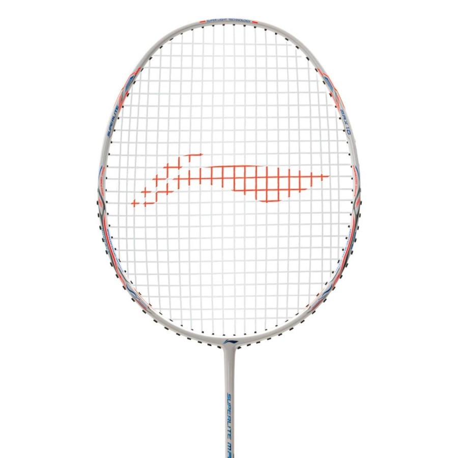 New Full Set Raket Badminton Lining Superlite Max 10 White Blue Orange