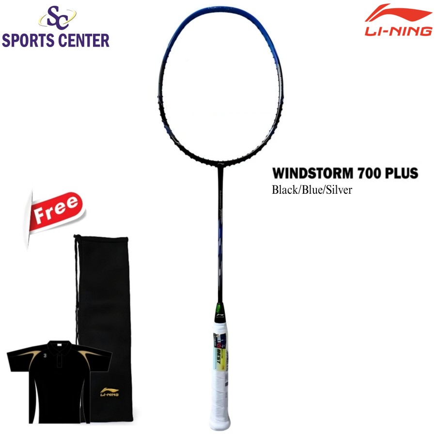 New Raket Badminton Lining Windstorm 700 Plus Black Blue Silver