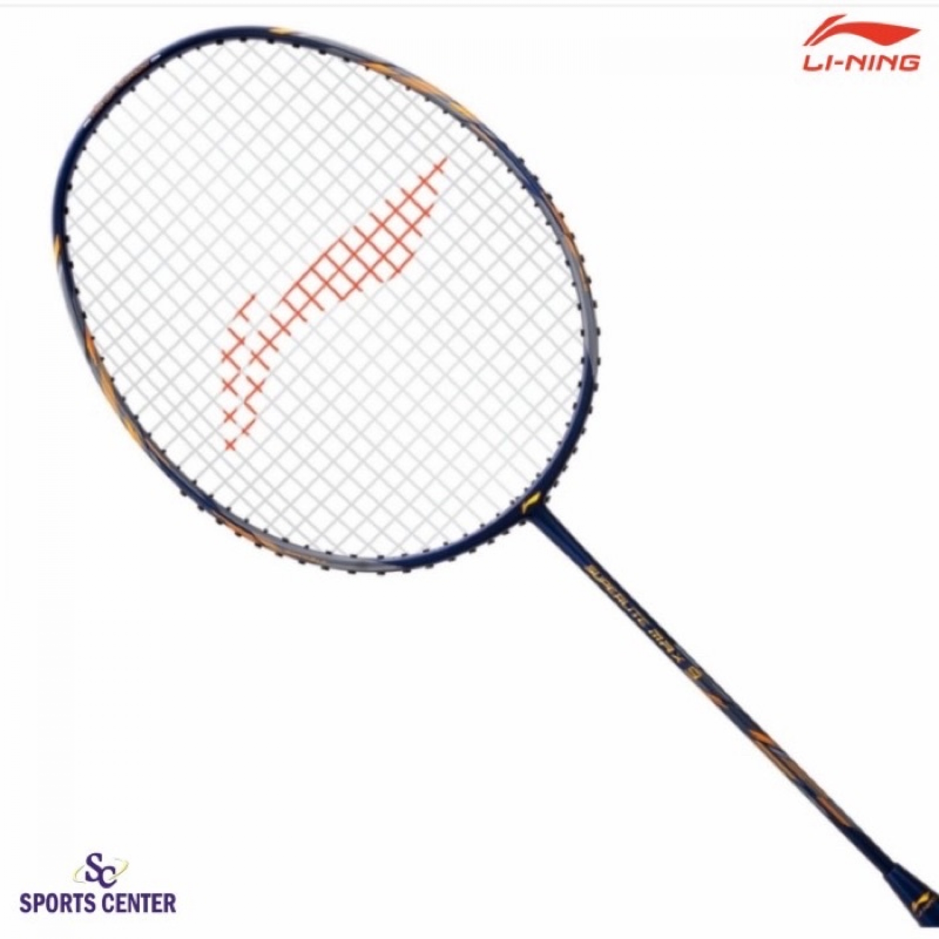 New Full Set Raket Badminton Lining Superlite Max 9 Navy Gold Sports